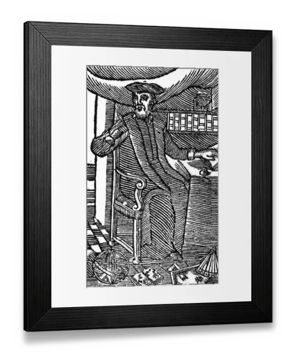 Framed Print : NOSTRADAMUS - PORTRAIT OF NOSTRADAMUS Portrait woodcut, as frontispiece to the Life Framed Print : NOSTRADAMUS - PORTRAIT OF NOSTRADAMUS Portrait woodcut, as frontispiece to the Life