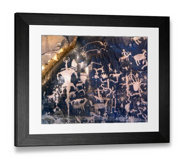 Framed Print : PICTOGRAPHS - SPACE-MEN. Native American pictographs, some depicting animal-gods Framed Print : PICTOGRAPHS - SPACE-MEN. Native American pictographs, some depicting animal-gods