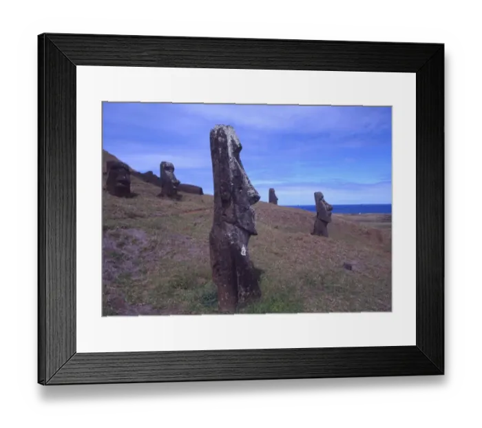 Framed Print : Easter Island A few of the upright giant statues near the ancient volcanic quarry