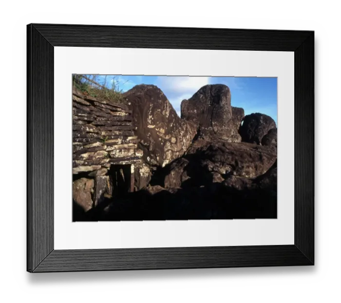Framed Print : OBSERVATORIES - Easter Island The so-called houses on the edge of the volcano