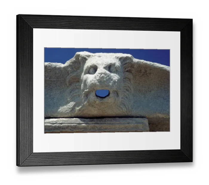 Framed Print : Greek Islands Delos Faucet in the form of a lions mouth on the remains of a house