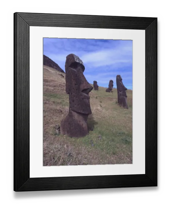 Framed Print : Easter Island A few of the upright giant statues near the ancient volcanic quarry Framed Print : Easter Island A few of the upright giant statues near the ancient volcanic quarry