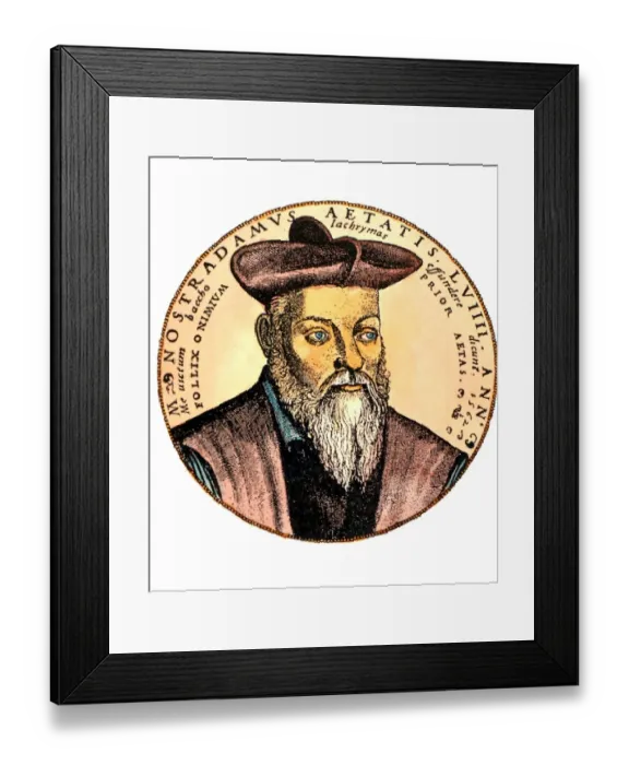 Framed Print : NOSTRADAMUS -. Portrait of the French clairvoyant, Michel Nostradamus (1503-1566)) Framed Print : NOSTRADAMUS -. Portrait of the French clairvoyant, Michel Nostradamus (1503-1566))