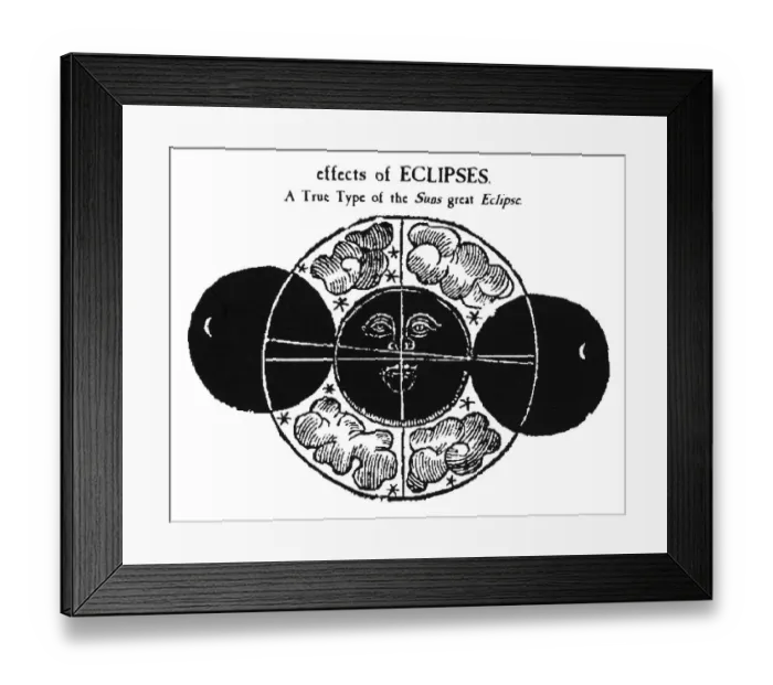 Framed Print : ASTROLOGY - ECLIPSES A woodcut illustrating the effect of one of the seven eclipses