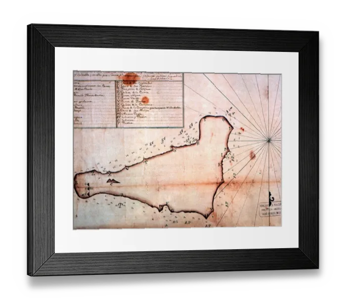 Framed Print : Easter Island - early maps - Lithographic reproductions of 18th century sea charts