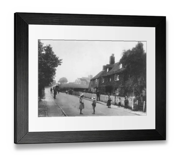 Framed Print : A street scene from 1907 of Great Chart, Ashford, Kent, children playing in Framed Print : A street scene from 1907 of Great Chart, Ashford, Kent, children playing in