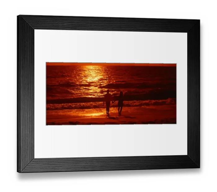 Framed Print : Couple on a beach in Barbados, sunset Framed Print : Couple on a beach in Barbados, sunset