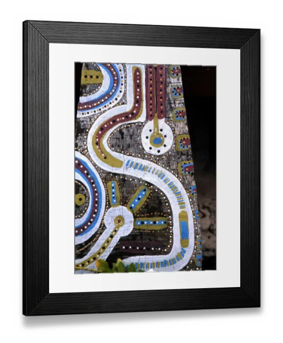 Framed Print : POLYNESIAN MYTHOLOGY Polynesian painting on wood. displayed on a roadside on Framed Print : POLYNESIAN MYTHOLOGY Polynesian painting on wood. displayed on a roadside on