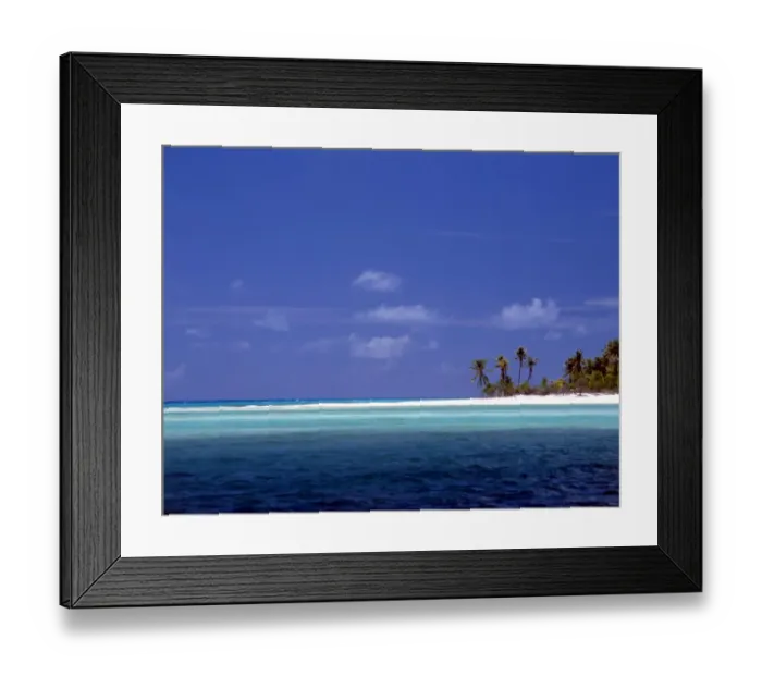 Framed Print : TROPICAL ISLANDS - French Polynesia. Strand of beach with palm trees - group of Framed Print : TROPICAL ISLANDS - French Polynesia. Strand of beach with palm trees - group of
