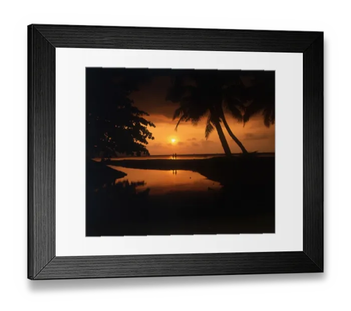 Framed Print : TROPICAL ISLANDS Beach on Penang island, Malaysia. Couple in distance