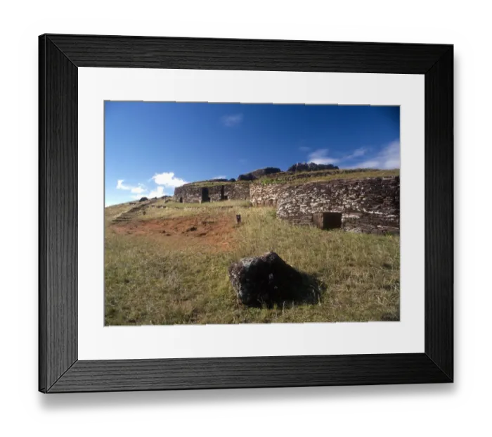Framed Print : OBSERVATORIES - Easter Island The so-called houses on the edge of the volcano at Orongo Framed Print : OBSERVATORIES - Easter Island The so-called houses on the edge of the volcano at Orongo