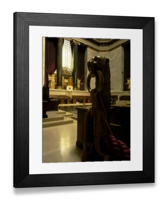 Framed Print : Masonic Temple in Washington DC. The Temple Room with the central altar. The apex