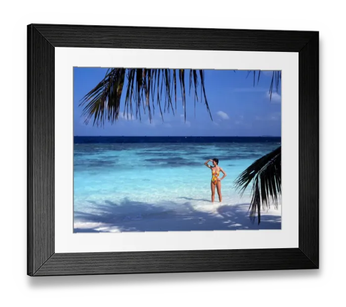 Framed Print : TROPICAL ISLANDS - Maldives Bandos, with girl of beach Framed Print : TROPICAL ISLANDS - Maldives Bandos, with girl of beach