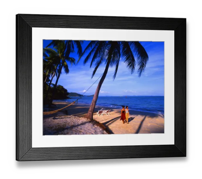Framed Print : Two girls walking on a beach at Phuket, Cape Phanwa, Thailand Framed Print : Two girls walking on a beach at Phuket, Cape Phanwa, Thailand