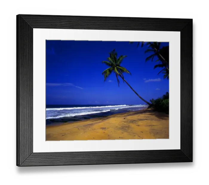 Framed Print : Beach, with its distinctive warm-coloured sand, north of Galle, and south of Welligama