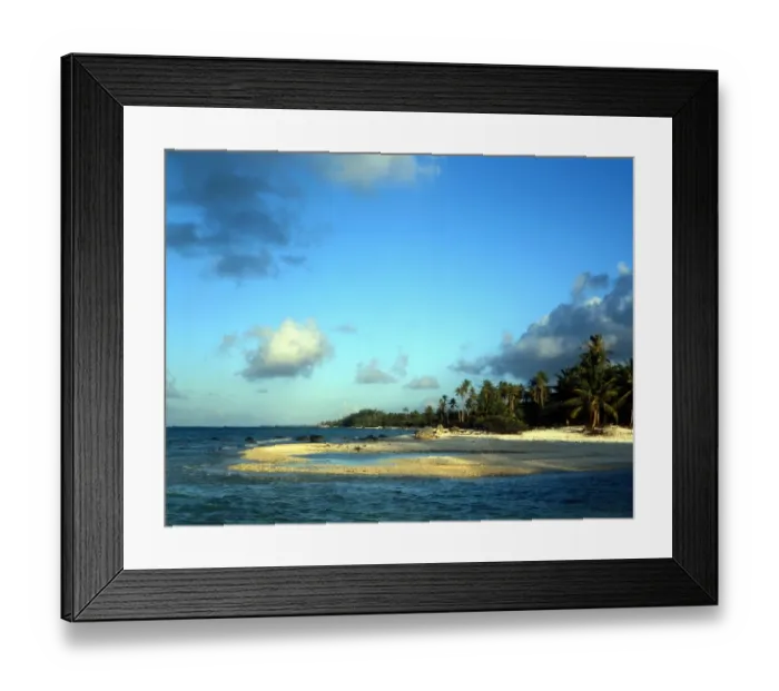 Framed Print : TROPICAL ISLANDS French Polynesia Palm trees and beach - group of small islands Framed Print : TROPICAL ISLANDS French Polynesia Palm trees and beach - group of small islands