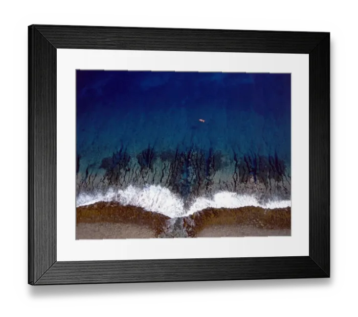 Framed Print : TROPICAL ISLANDS Aerial view of coastline of Morea, off Tahiti, French Polynesia