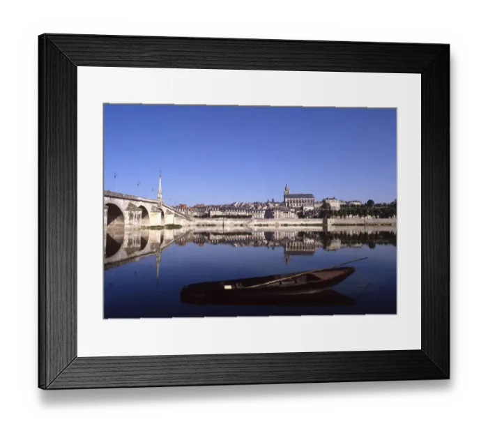 Framed Print : A rowing boat on the river at Blois, Loire Valley, France Framed Print : A rowing boat on the river at Blois, Loire Valley, France