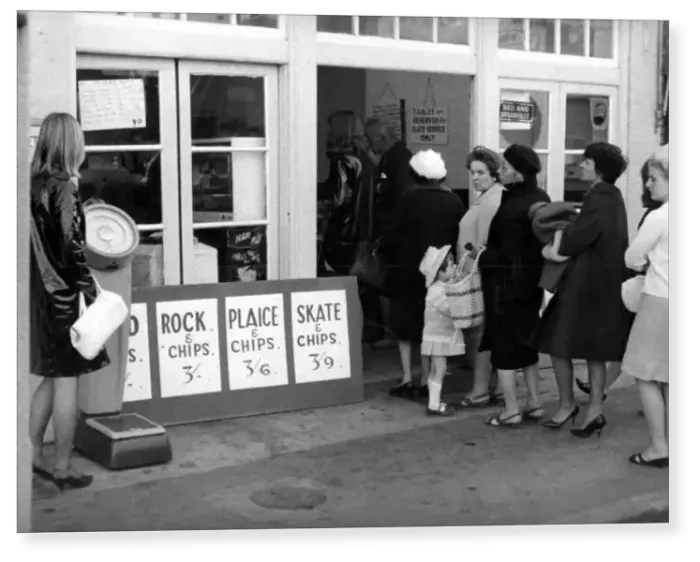 Print : People queuing for fish and chips Margate 1966 Print : People queuing for fish and chips Margate 1966