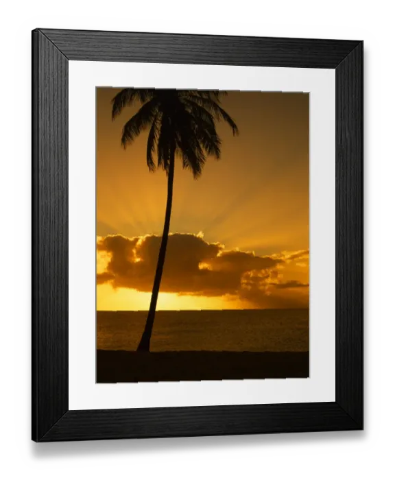 Framed Print : Girl on Antiguan beach at sunset