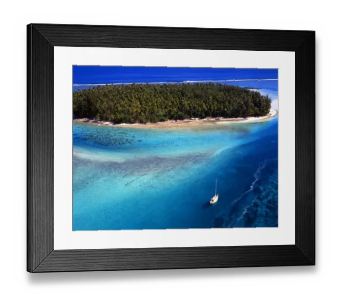 Framed Print : Aerial view of coastline off the island of Morea, Tahiti Framed Print : Aerial view of coastline off the island of Morea, Tahiti