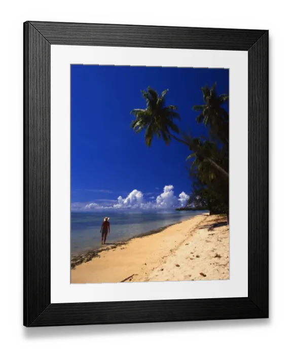 Framed Print : Woman on beach on the island of Morea, near Tahiti Framed Print : Woman on beach on the island of Morea, near Tahiti