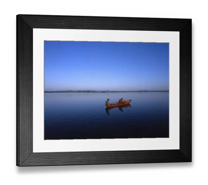 Framed Print : Fishermen on the irrigation lake known as Parakram Samudra, in Sri Lanka. The lake
