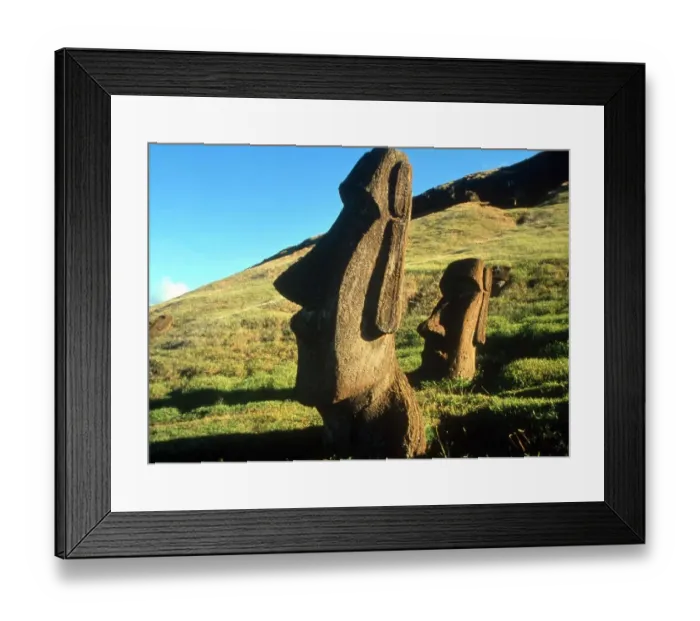 Framed Print : EASTER ISLAND - One of the upright giant statues near the ancient volcanic quarry Framed Print : EASTER ISLAND - One of the upright giant statues near the ancient volcanic quarry