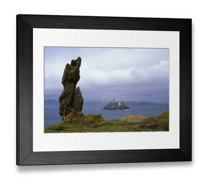 Framed Print : Skellig Michael ( from which the shot is taken and Little Skelling ( in distance