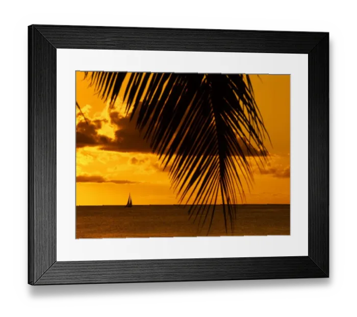 Framed Print : Sail Ship off Antiqua at sunset