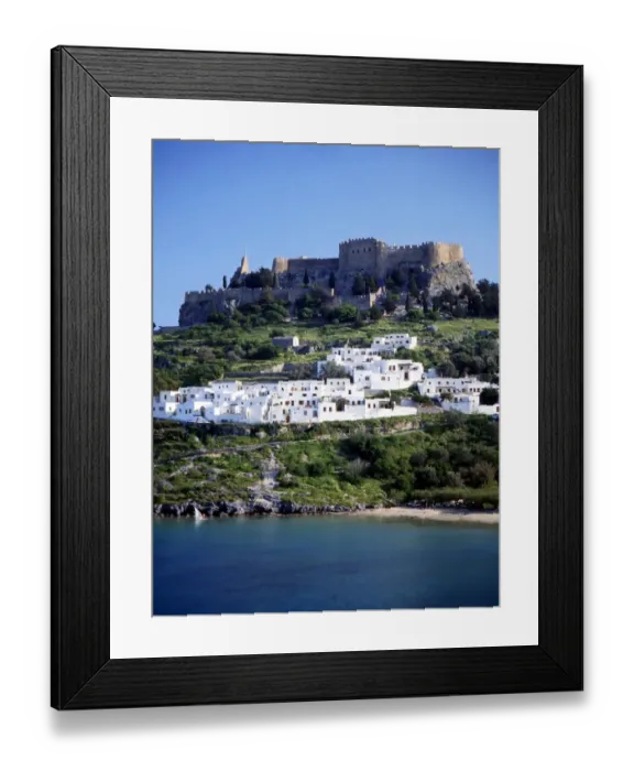 Framed Print : Rhodes - Lindos - Lindos is a town and an archaeological site on the east coast Framed Print : Rhodes - Lindos - Lindos is a town and an archaeological site on the east coast