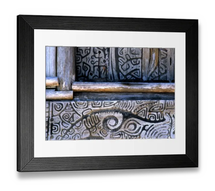 Framed Print : POLYNESIAN MYTHOLOGY Mythological and cosmogenetic imags carved into wood on