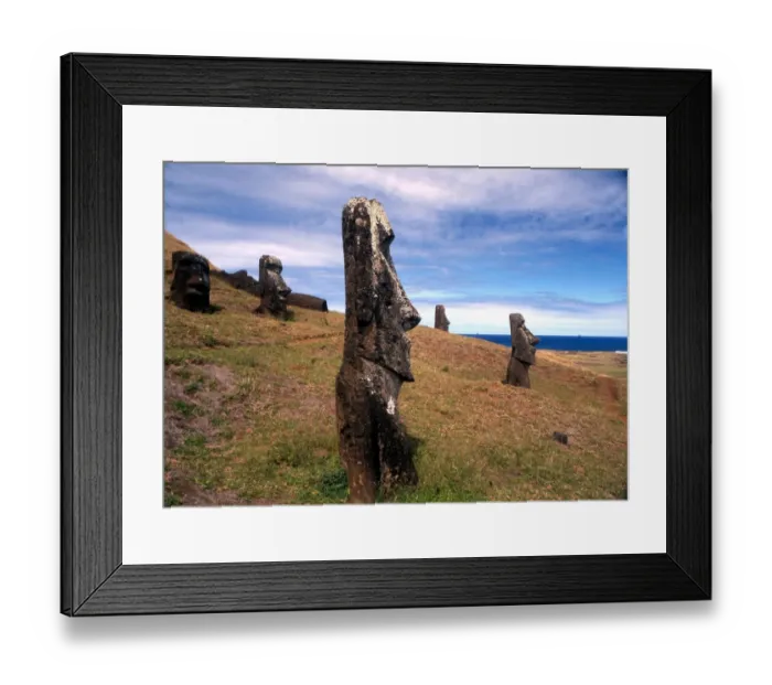 Framed Print : EASTER ISLAND - One of the upright giant statues near the ancient volcanic quarry Framed Print : EASTER ISLAND - One of the upright giant statues near the ancient volcanic quarry