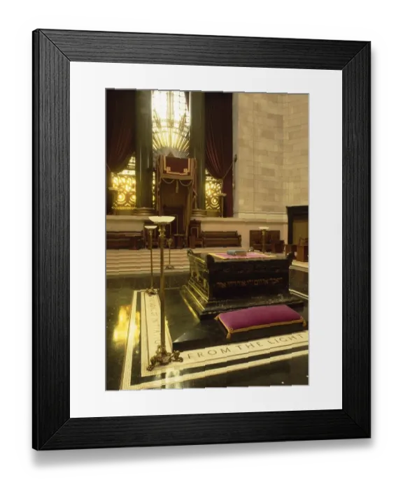 Framed Print : Masonic Temple in Washington DC. The Temple Room with the central altar. The apex