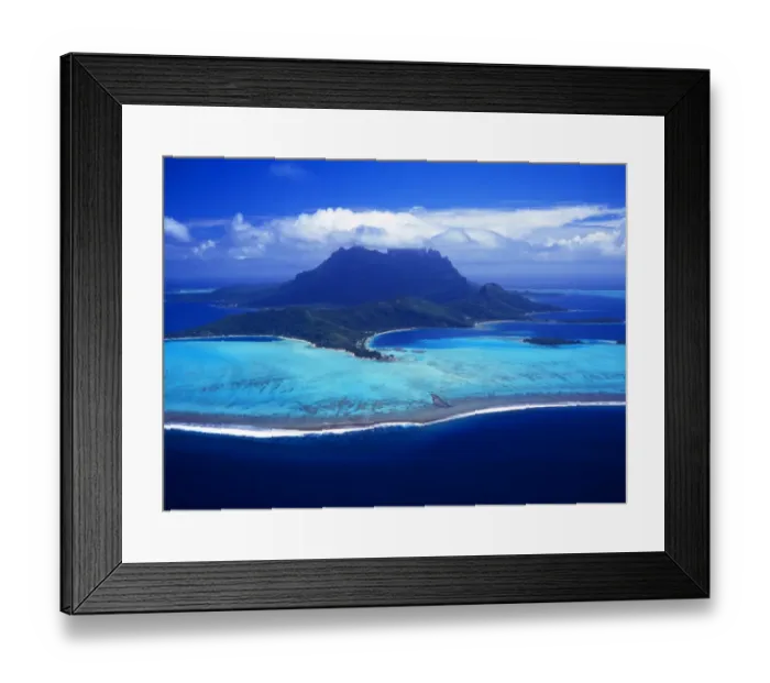 Framed Print : The Polynesian island of Bora Bora, from the air Framed Print : The Polynesian island of Bora Bora, from the air
