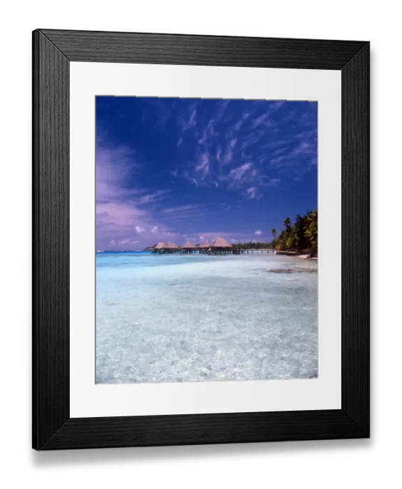 Framed Print : TROPICAL ISLANDS French Polynesia. Beach at Rangiroa. Tourist complex Framed Print : TROPICAL ISLANDS French Polynesia. Beach at Rangiroa. Tourist complex