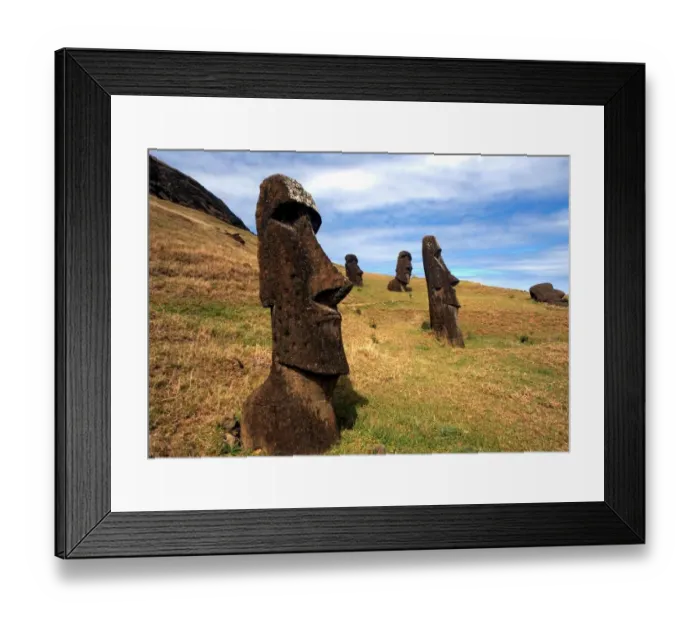 Framed Print : EASTER ISLAND - One of the upright giant statues near the ancient volcanic quarry Framed Print : EASTER ISLAND - One of the upright giant statues near the ancient volcanic quarry