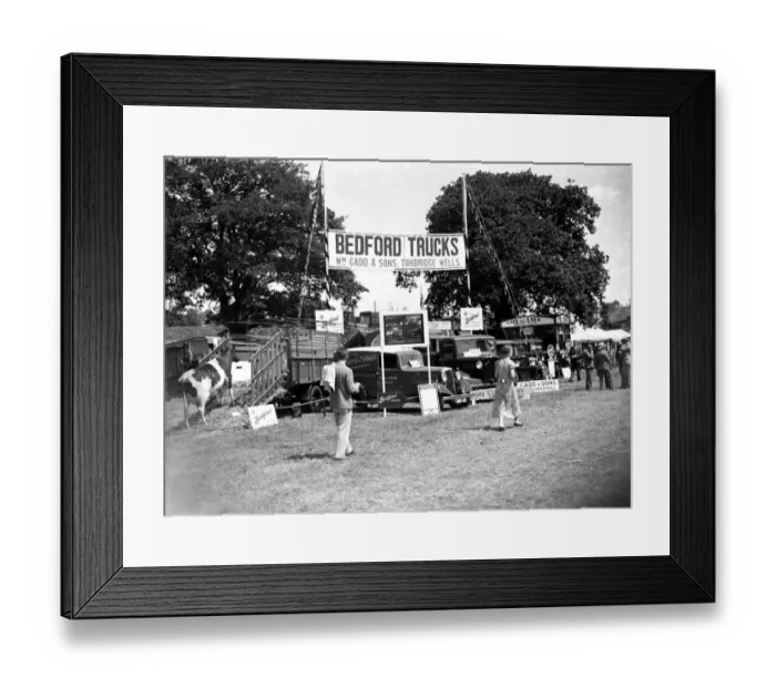 Framed Print : Bedford Trucks stand at Tunbridge Wells Show. 1934 Framed Print : Bedford Trucks stand at Tunbridge Wells Show. 1934