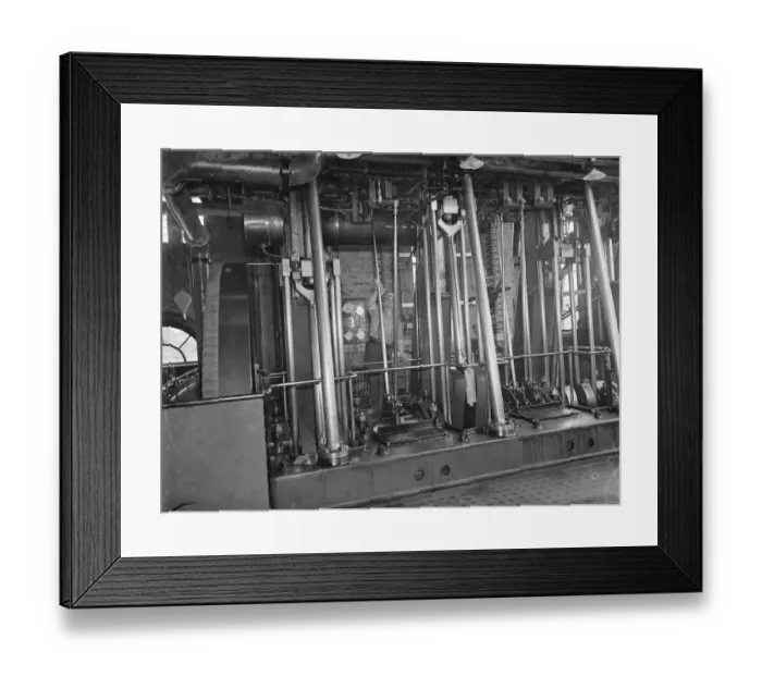 Framed Print : Gravesend Water Works in Kent. The pump room machinery. 1939