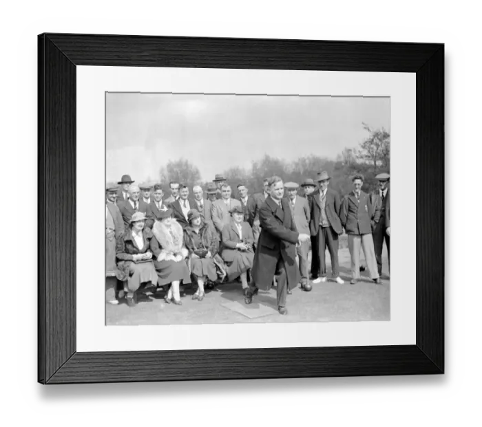 Framed Print : Eynsford Bowls. Sir Oliver Hort Dyke bowling. 1938 Framed Print : Eynsford Bowls. Sir Oliver Hort Dyke bowling. 1938