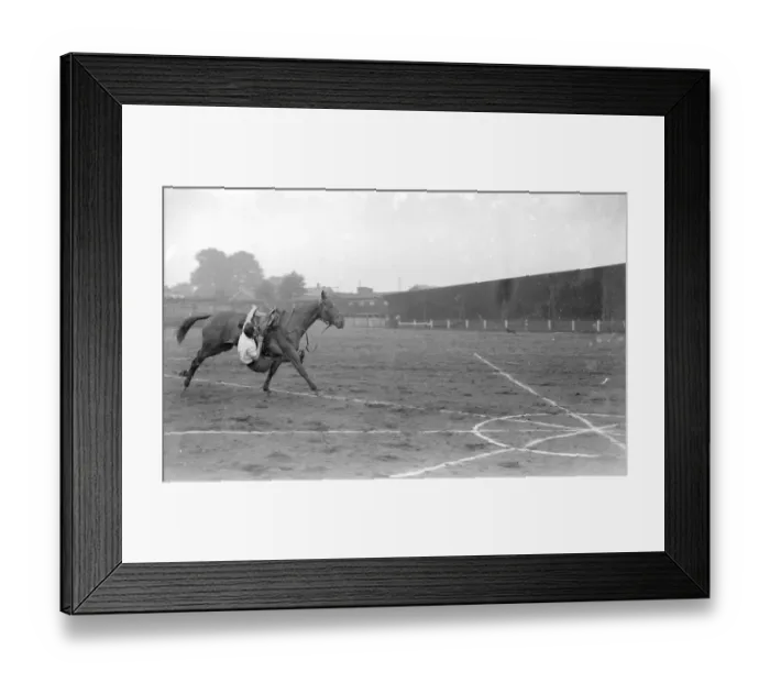 Framed Print : Woolwich Tattoo. T. Philips performs stunts with a horse. 1934 Framed Print : Woolwich Tattoo. T. Philips performs stunts with a horse. 1934