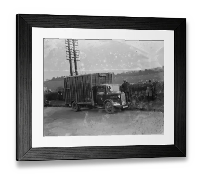 Framed Print : A Bedford truck horse box, parked on the side of the road. 1936 Framed Print : A Bedford truck horse box, parked on the side of the road. 1936