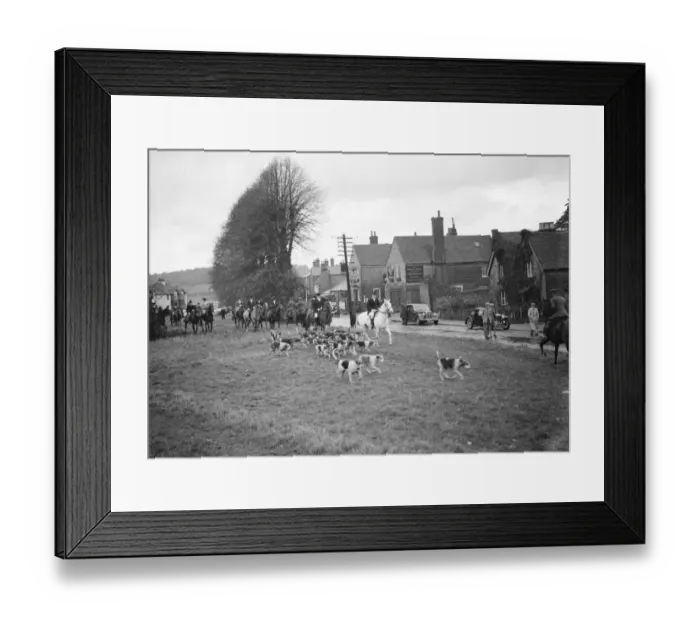 Framed Print : The hunt is off with the hounds chasing the scent. 25 October 1937 Framed Print : The hunt is off with the hounds chasing the scent. 25 October 1937