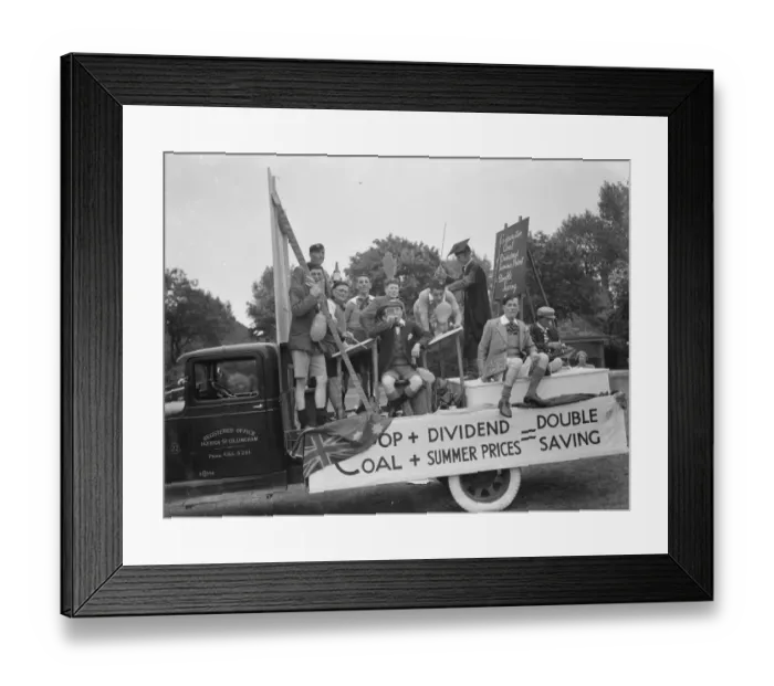 Framed Print : The Gillingham Carnival in Kent. A Co-operative Wholesale Society tableau advertising