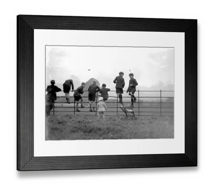 Framed Print : Schoolboys playing on a fence in the country. 1933 Framed Print : Schoolboys playing on a fence in the country. 1933