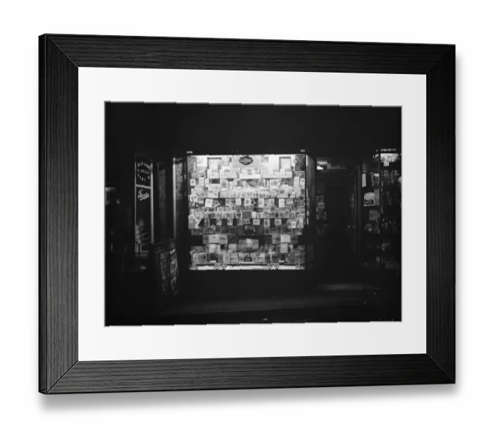 Framed Print : Shop window display of personalised Christmas greetings cards at Glens library Framed Print : Shop window display of personalised Christmas greetings cards at Glens library