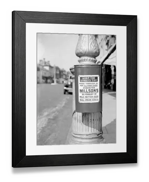 Framed Print : Litter Bin, Tonbridge, Kent. 1933