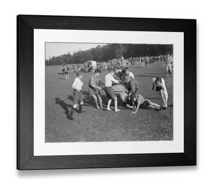 Framed Print : Scouts sports day in Sidcup, Kent. The obsatcle race. 1939 Framed Print : Scouts sports day in Sidcup, Kent. The obsatcle race. 1939