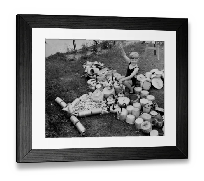 Framed Print : Pots and Pan into Planes This is how the little boys mother, Mrs L V Ward, of Sidcup