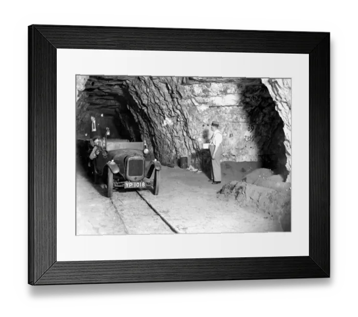 Framed Print : Mushroom growing at a Chislehurst cave. An Austin 7 is used for transport. 1934 Framed Print : Mushroom growing at a Chislehurst cave. An Austin 7 is used for transport. 1934